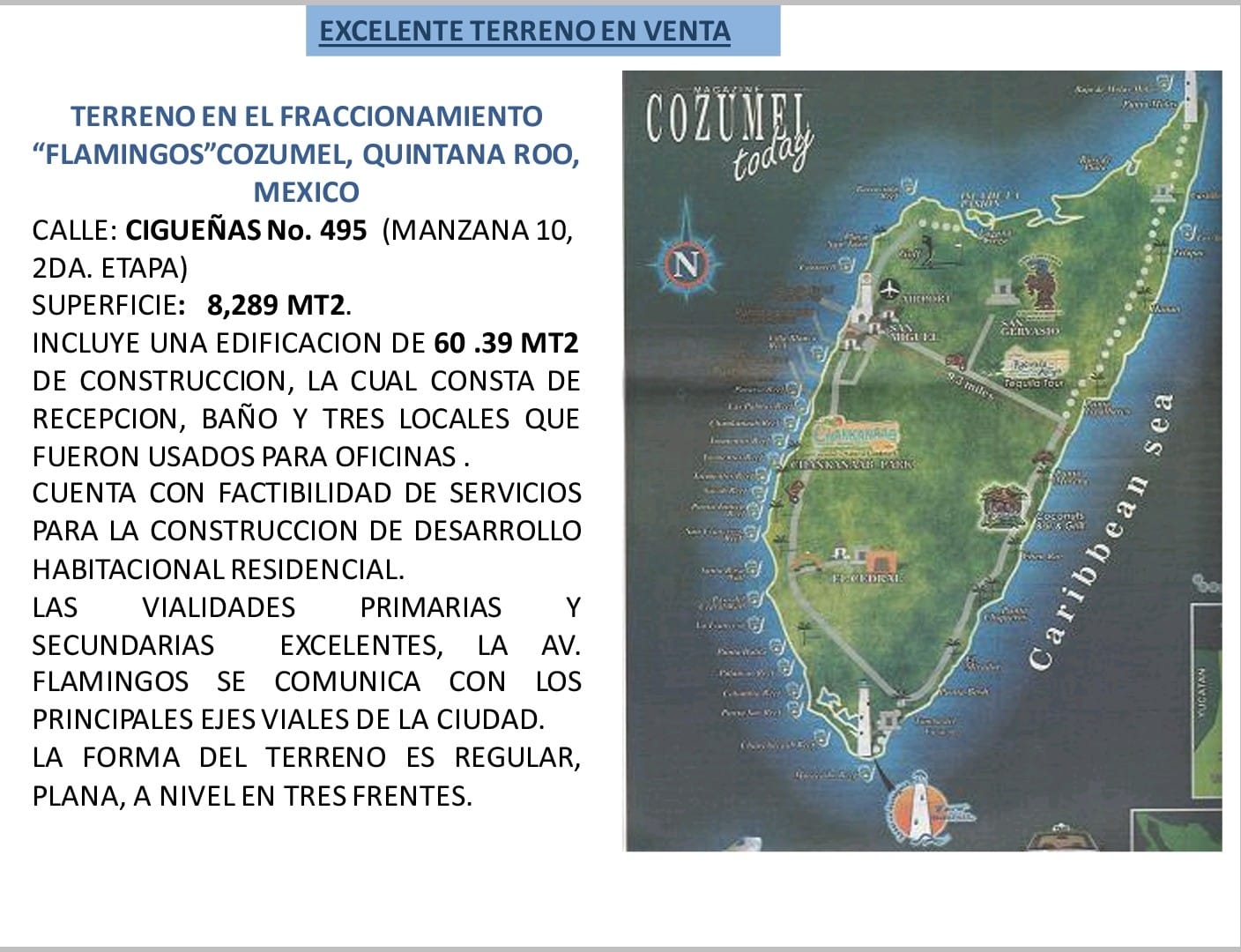 TERRENO EN VENTA EN COZUMEL,QROO.